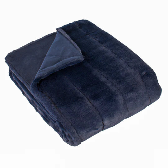 Empress Faux Fur Throw, Plain, Navy( 2 Sizes )