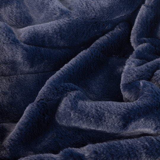 Empress Faux Fur Throw, Plain, Navy( 2 Sizes )