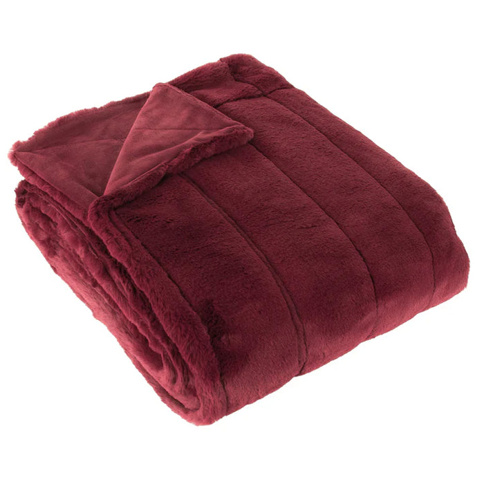 Empress Faux Fur Throw, Stripe, Ruby (Due Back In 10/04/2025)