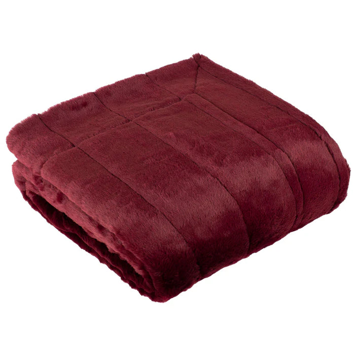 Empress Faux Fur Throw, Stripe, Ruby (Due Back In 10/04/2025)