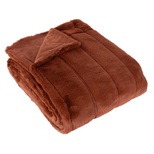 Empress Faux Fur Throw, Plain, Rust( 2 Sizes )