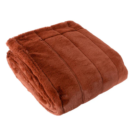 Empress Faux Fur Throw, Plain, Rust( 2 Sizes )