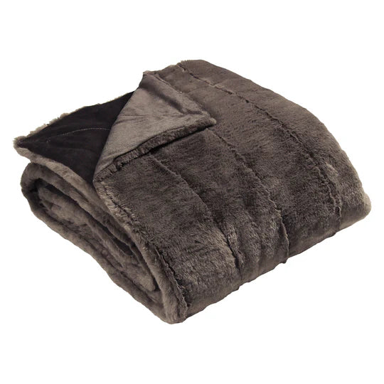 Empress Faux Fur Throw, Plain, Taupe( 2 Sizes )