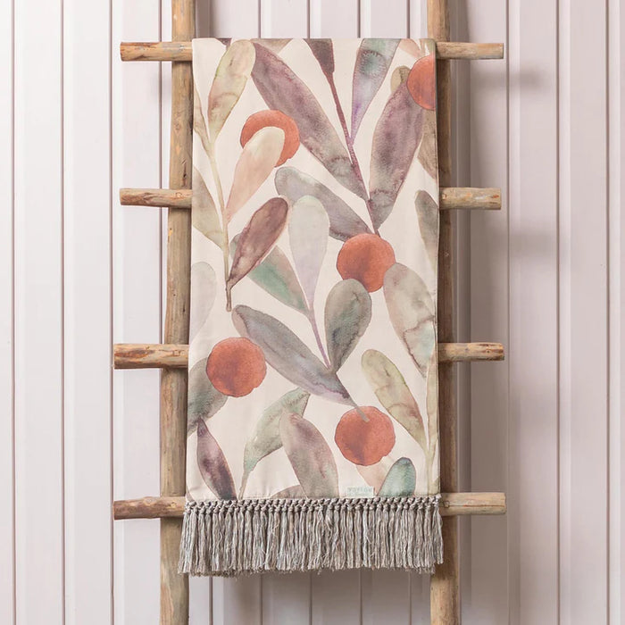 Enso Printed Throw, Botanical, Cream, Mulberry