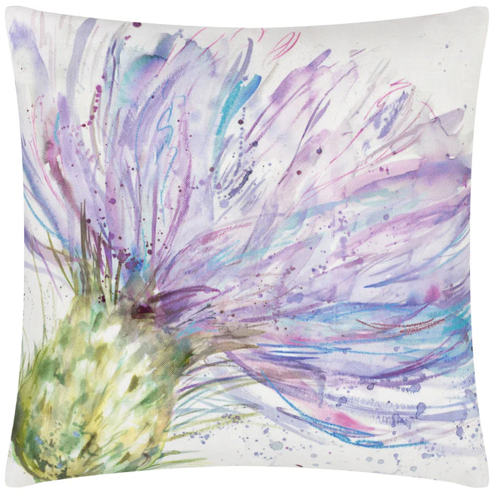 Waterproof Outdoor Cushion, Expressive Thistle Design, Purple