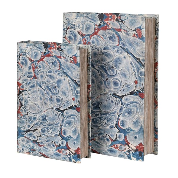 Modern Marble Effect Book Storage Boxes - Set of 2