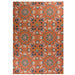 Folk Flora Indoor/Outdoor Rug, Floral Design, Orange, Washable 