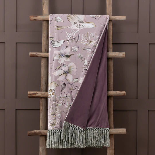 Floella Printed Fringe Throw, Floral, Purple, Viola