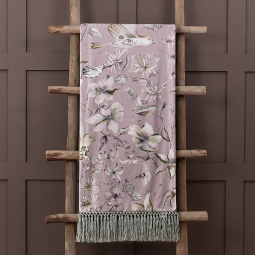 Floella Printed Fringe Throw, Floral, Purple, Viola