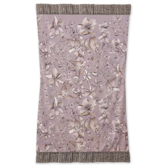 Floella Printed Fringe Throw, Floral, Purple, Viola