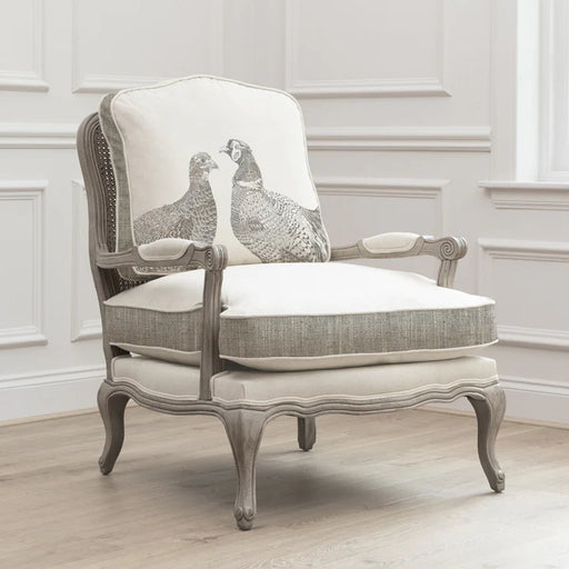 Kissing Pheasants Florence Chair in Stone - 95cm