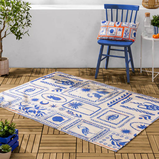 Frieze Indoor/Outdoor Rug, Blue, Washable 