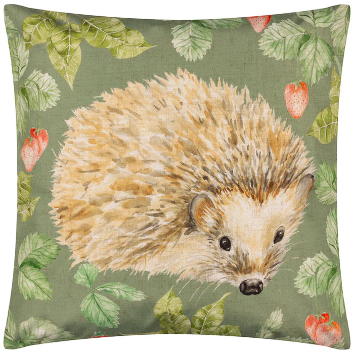 Waterproof Outdoor Cushion, Grove Hedgehog Design, Olive