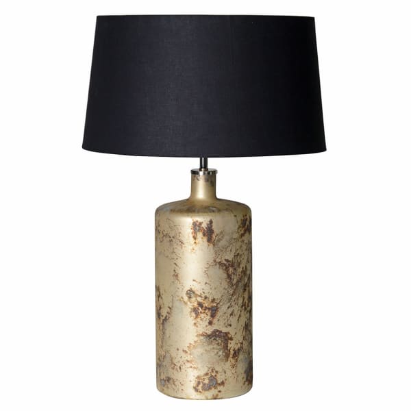 Gold Distressed Texture Glass Table Lamp with Linen Shade