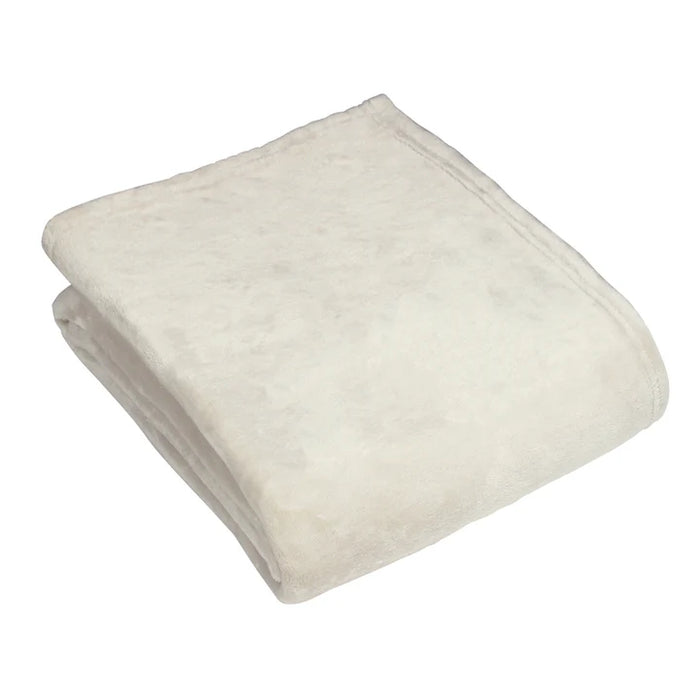 Harlow White Fleece Throw, Plain, Ecru