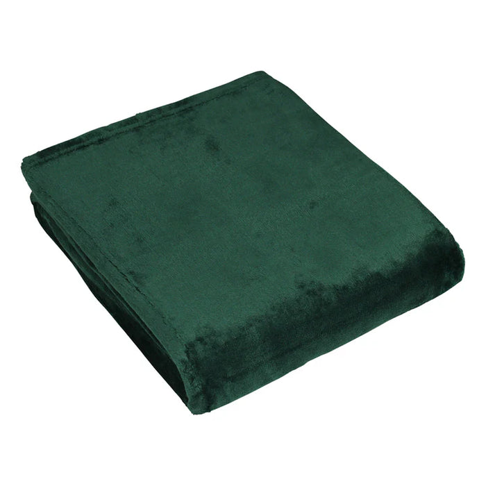 Harlow Green Fleece Throw, Plain, Emerald