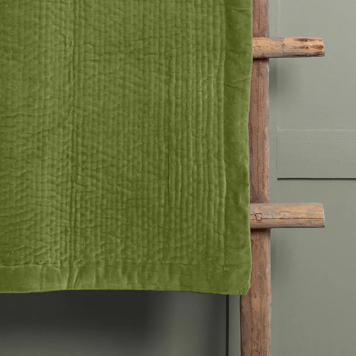 Haze Velvet Quilted Throw, Stripe, Grass Green, (Due Back In 14/04/25)