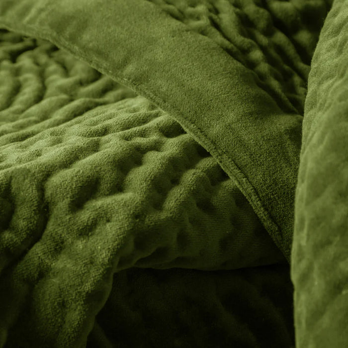 Haze Velvet Quilted Throw, Stripe, Grass Green, (Due Back In 14/04/25)