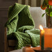 Haze Velvet Quilted Throw, Stripe, Grass Green