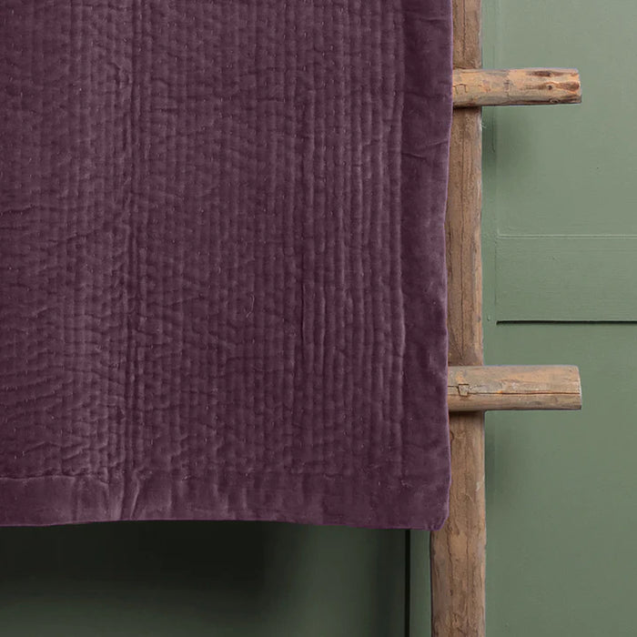 Haze Velvet Quilted Throw, Stripe, Purple, Plum