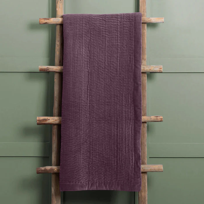 Haze Velvet Quilted Throw, Stripe, Purple, Plum