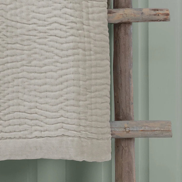 Haze Velvet Quilted Throw, Stripe, Quartz, Beige ( Due Back In 14/04/2025 )