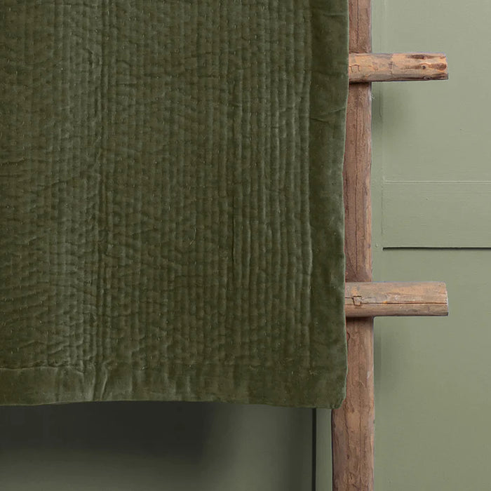 Haze Velvet Quilted Throw, Stripe, Sage, Green ( Due Back In 14/04/2025 )