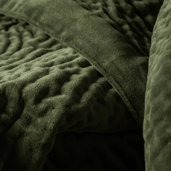 Haze Velvet Quilted Throw, Stripe, Sage, Green ( Due Back In 14/04/2025 )