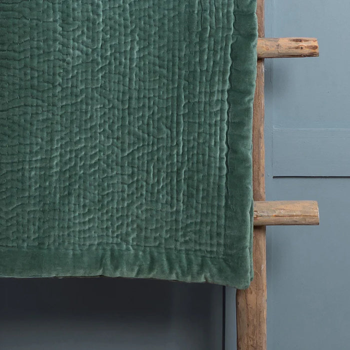 Haze Velvet Quilted Throw, Stripe, Green, Seafoam ( Due Back In 14/04/2025 )