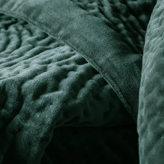 Haze Velvet Quilted Throw, Stripe, Green, Seafoam ( Due Back In 14/04/2025 )