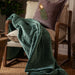 Haze Velvet Quilted Throw, Stripe, Green, Seafoam