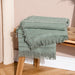 Hazie Woven Fringed Throw, Stripe, Green, Eucalyptus