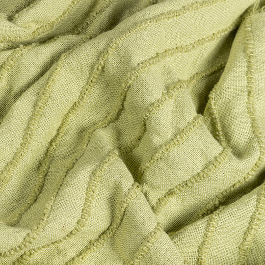 Hazie Woven Fringed Throw, Stripe, Green, Pistachio