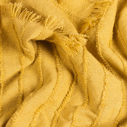 Hazie Woven Fringed Throw, Stripe, Yellow, Pomelo