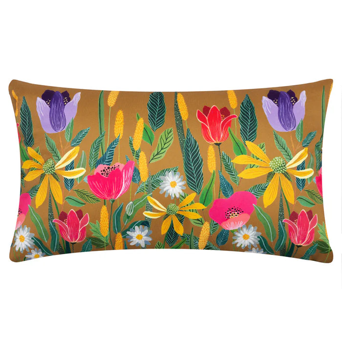 Waterproof Outdoor Cushion, House of Bloom Celandine Rectangular Design, Saffron