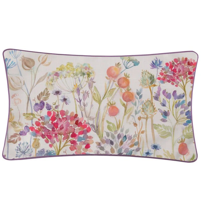 Waterproof Outdoor Cushion, Hedgerow Design, Pink, Green