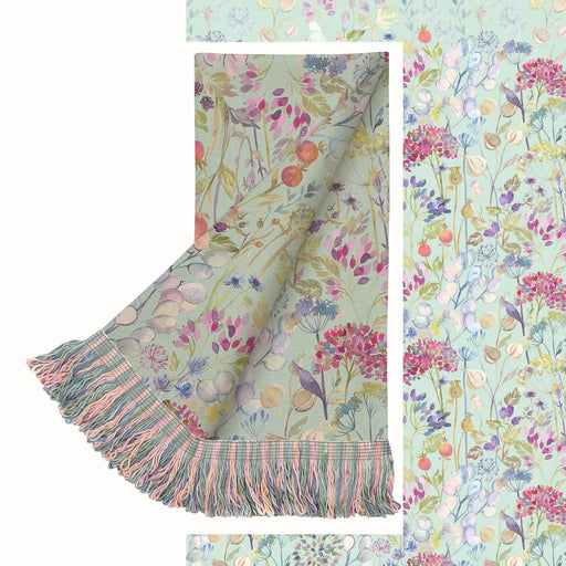 Hedgerow Printed Throw, Floral, Multi, Duck Egg