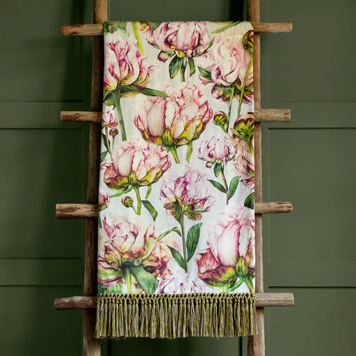 Heligan Printed Throw, Floral, Pink, Fuchsia