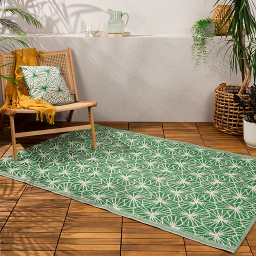 Hexa Outdoor Rug, Textured Design, Green, Recycled 