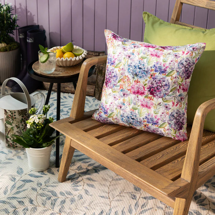 Waterproof Outdoor Cushion, Hydrangea Design, Purple