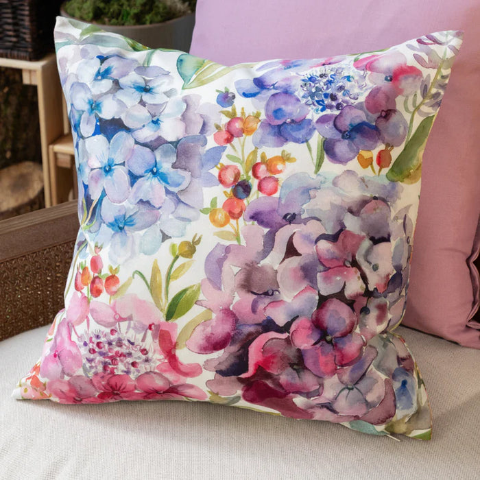 Waterproof Outdoor Cushion, Hydrangea Design, Purple