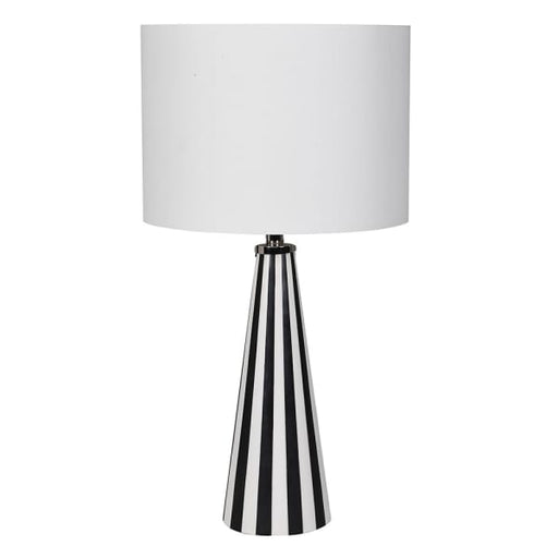 Stripe Bone Metal Base Table Lamp with Linen Shade