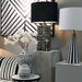 Stripe Bone Metal Base Table Lamp with Linen Shade