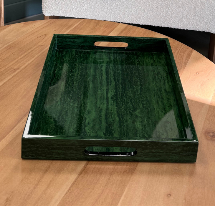 Green Malachite Effect Wooden Tray - 45cm