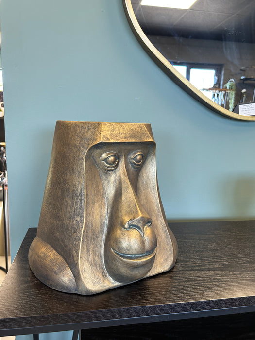 Bronze Monkey Jars, Head Planter, Gold