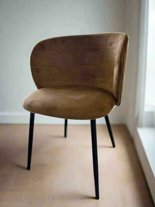 Evelyn Tan Velvet Dining Chair with Black Powder Coated Legs