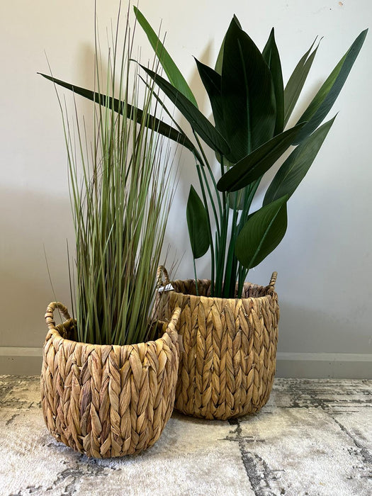 Straw Basket, Planters, Set Of 2