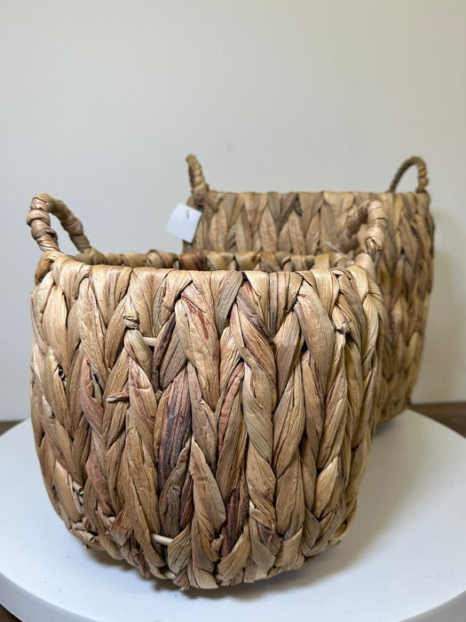 Straw Basket, Planters, Set Of 2