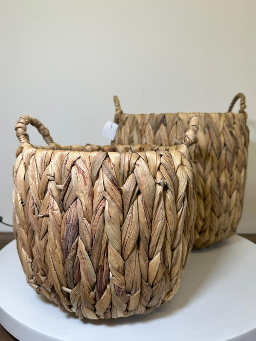 Straw Basket, Planters, Set Of 2