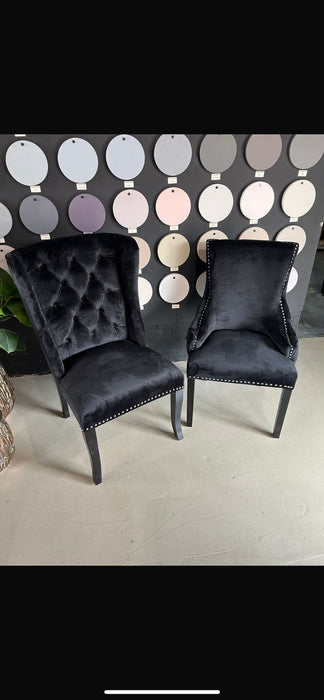 Kensington Townhouse Black Velvet Dining Chair with Deep Button Tuft Detail